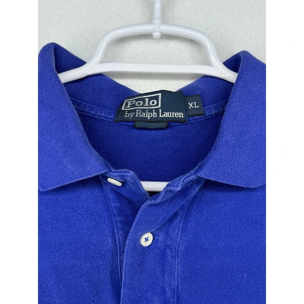 Vintage Polo Ralph Lauren Men's Blue 100% Cotton‎ Short Sleeve Polo Size XL